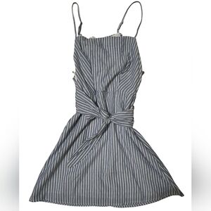 Bright - Blue & White Striped Bow Front Mini Dress – Size M